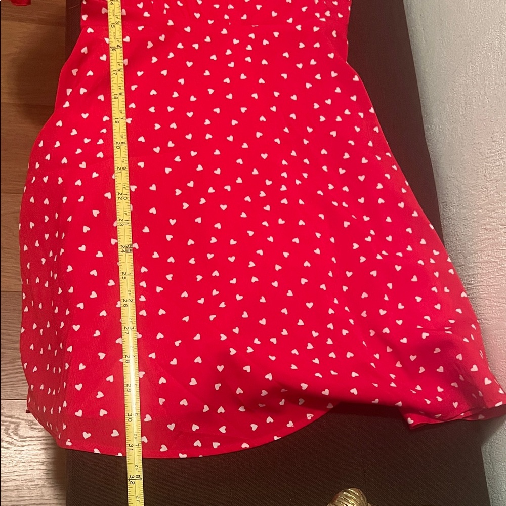 #1646** Red Heart White Print Puff-Sleeve Dress - Inspired Hearts - Picture 5 of 15